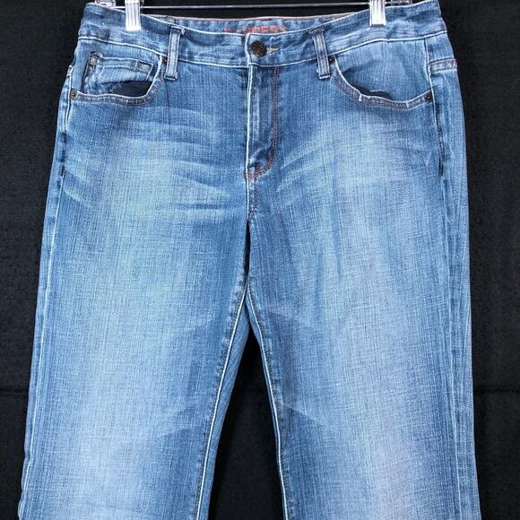 Express Womens Jeans Blue Denim Mid Rise Bootcut Casual Stretch 10 Long - Picture 2 of 12